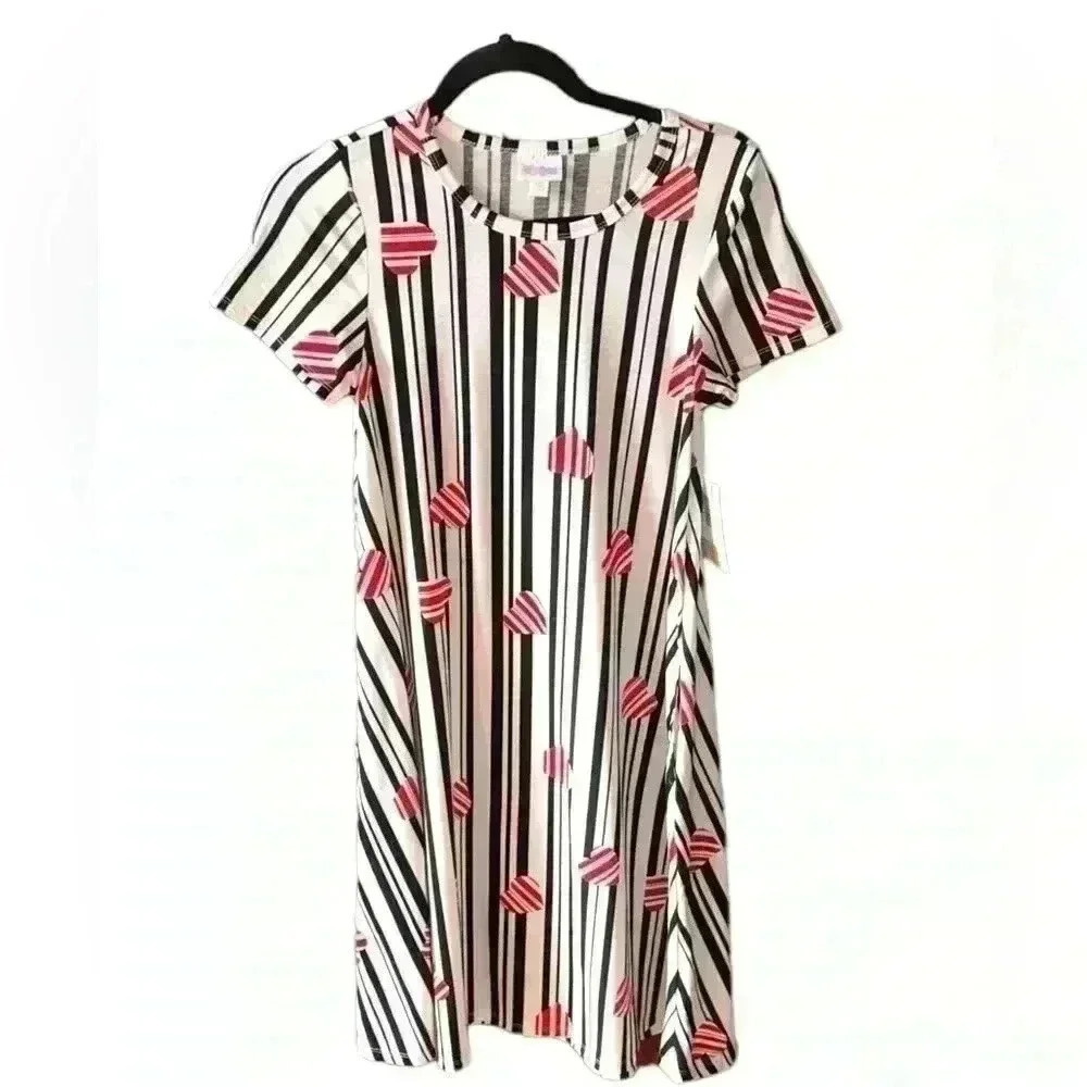 Lularoe xxs Jessie swing dress with pockets! Hearts & stripes! So cute! NWT.‎